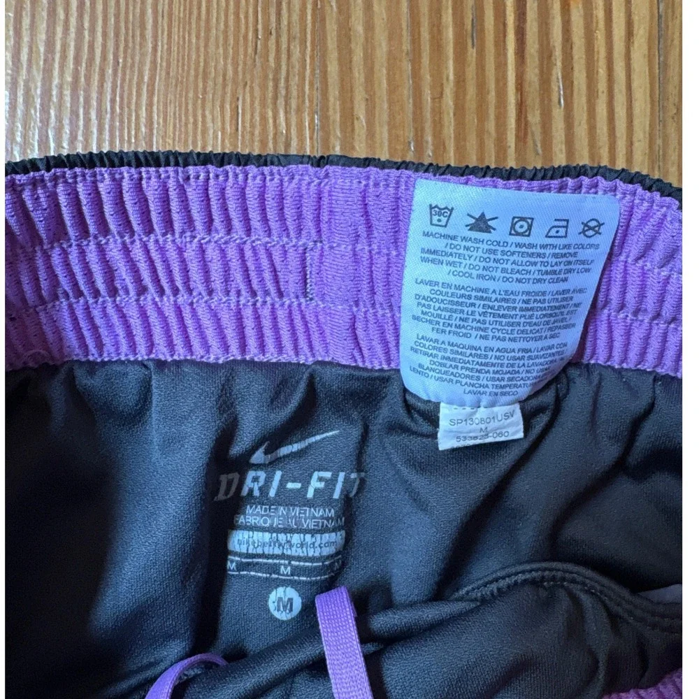 Nike Dri-FIT Running Shorts Girls Black Purple Dot Athletic SIZE Medium